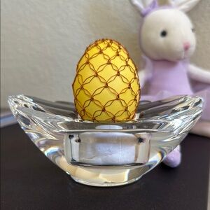 Decorative Yellow Egg with Rose Gold Lace Wrap